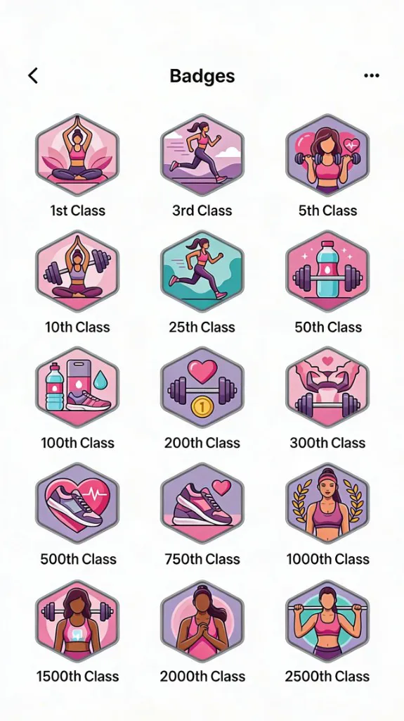 Phone mockup of the badges feature