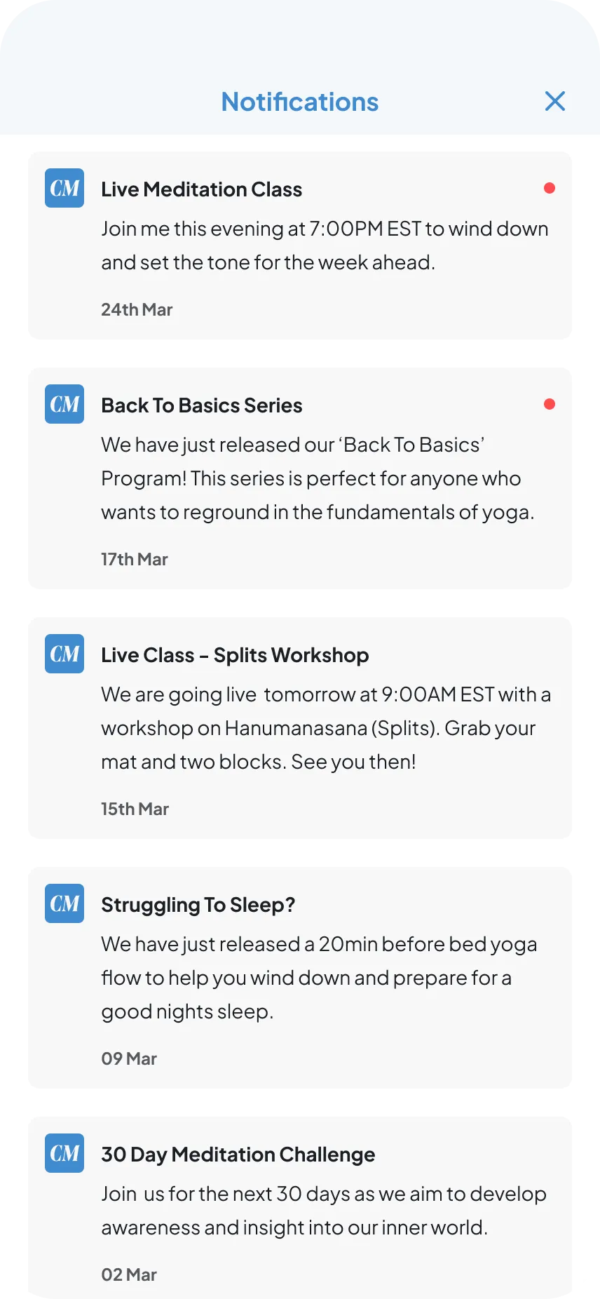 Push Notifications interface