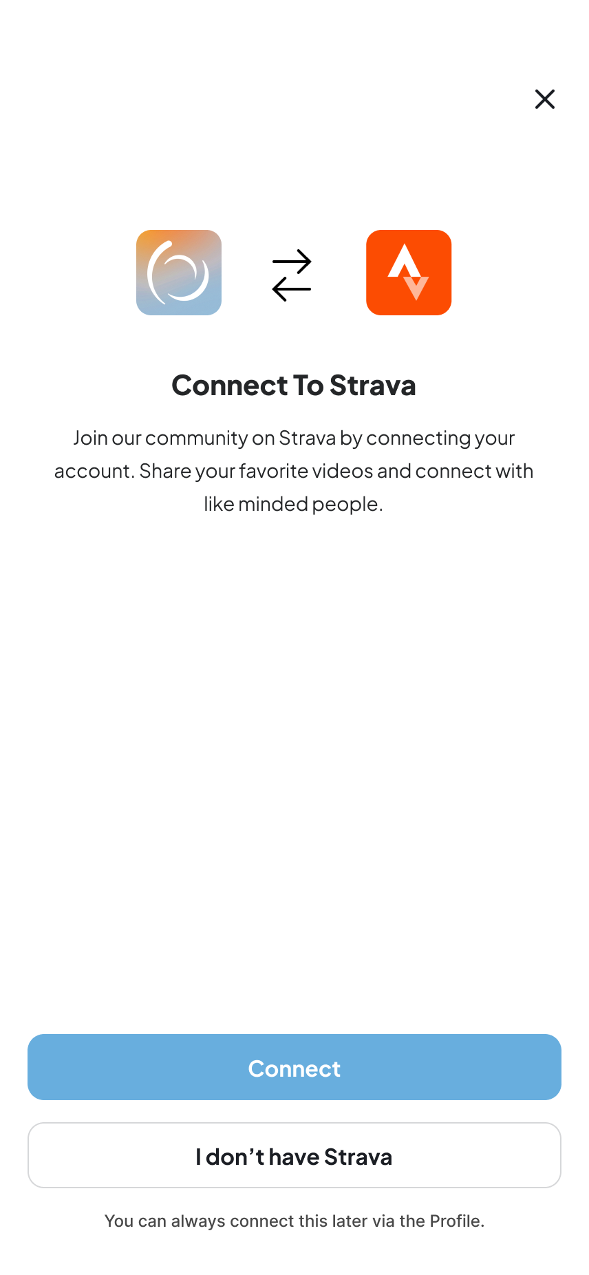 Strava sync in app