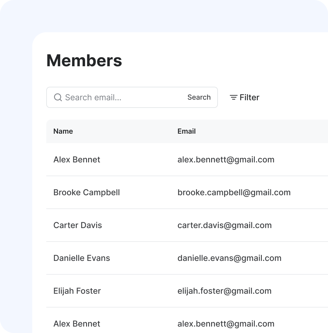 Member and subscription migration - members list